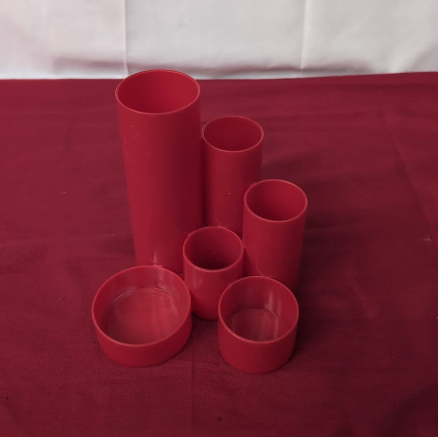 pen holder red | pen holder with 6 round compartments (SMALL SCUFF MARKS)