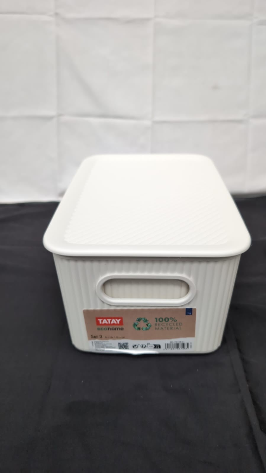 TATAY 7010901 Multipurpose Organizer Basket Set with Lid, 3X White, Medium