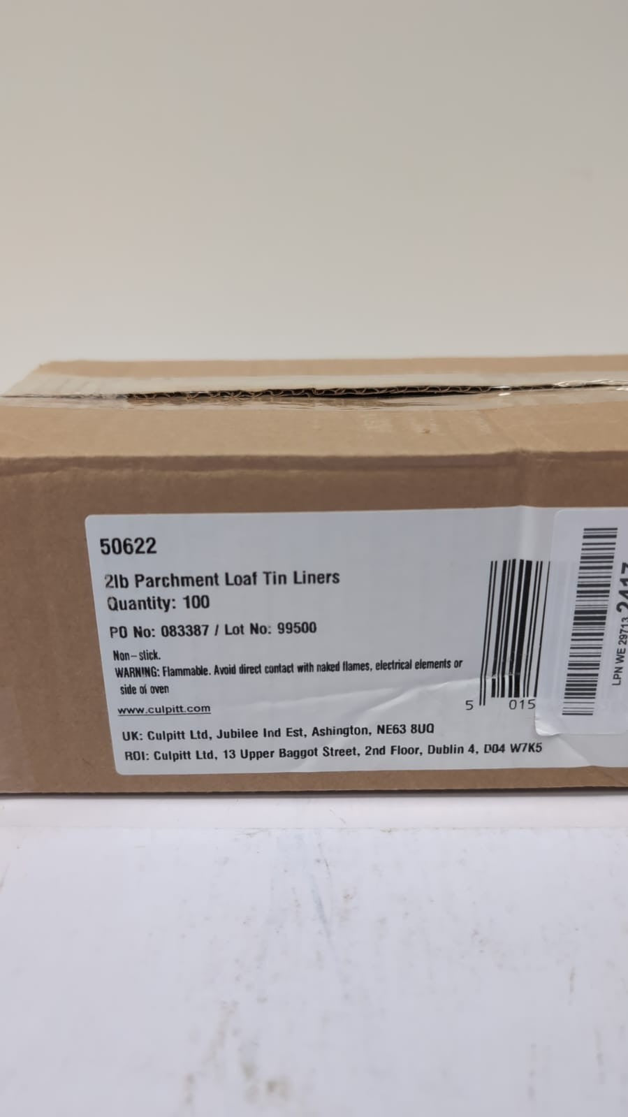 Culpitt 2lb Loaf Tin Liners, 100 Pack, Non-Stick Siliconised Greaseproof