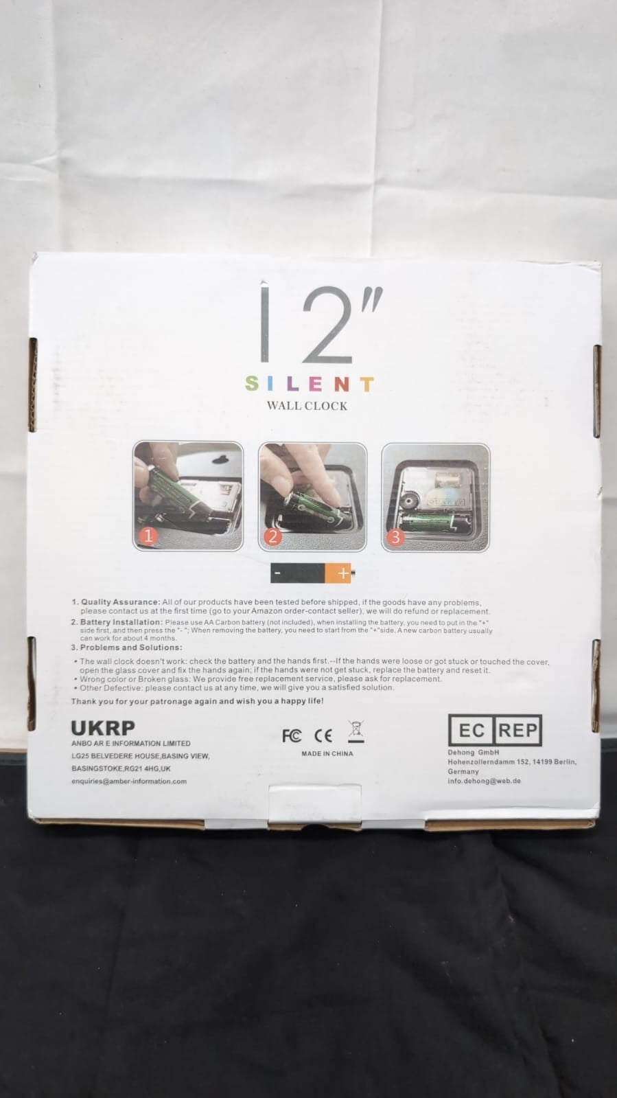 Modern Wall Clock Quartz Battery Operated Round