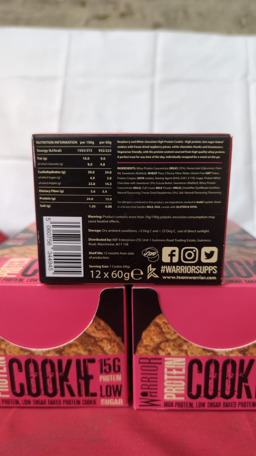 Warrior Protein Cookie - 12 x 60g Cookies - White Chocolate (3pack - BBE)