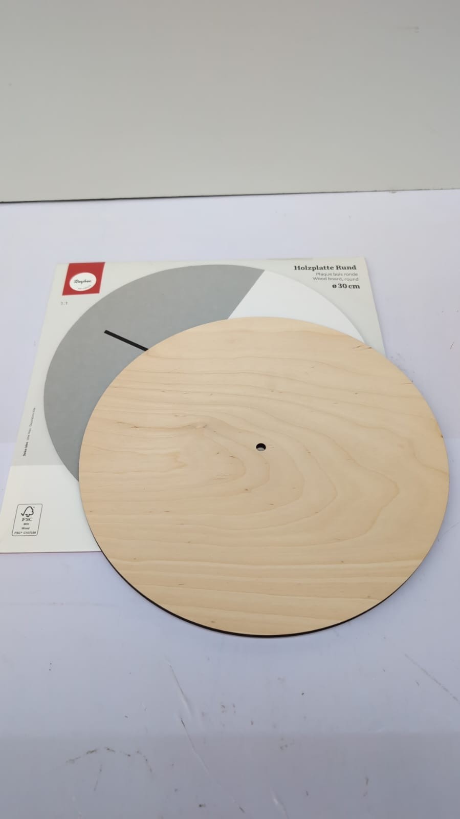 Rayher Round DIY Clock Face to Decorate, Wood Board  30cm(pack damaged)