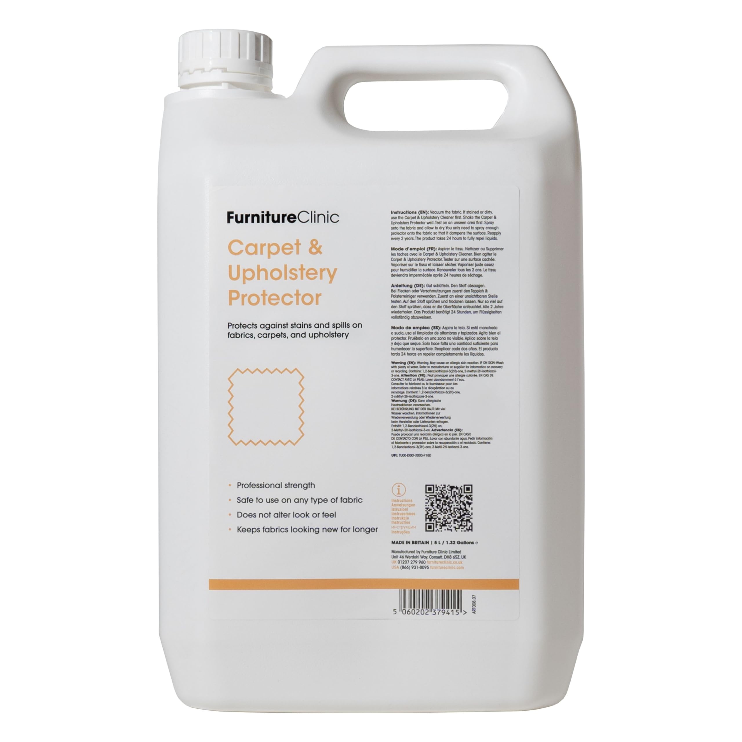 Furniture Clinic Carpet & Upholstery Protector Spray- Repels All Stains and Water - Fabric Protector Spray for Upholstery, Carpets, Sofas, Car Seats, Shoes