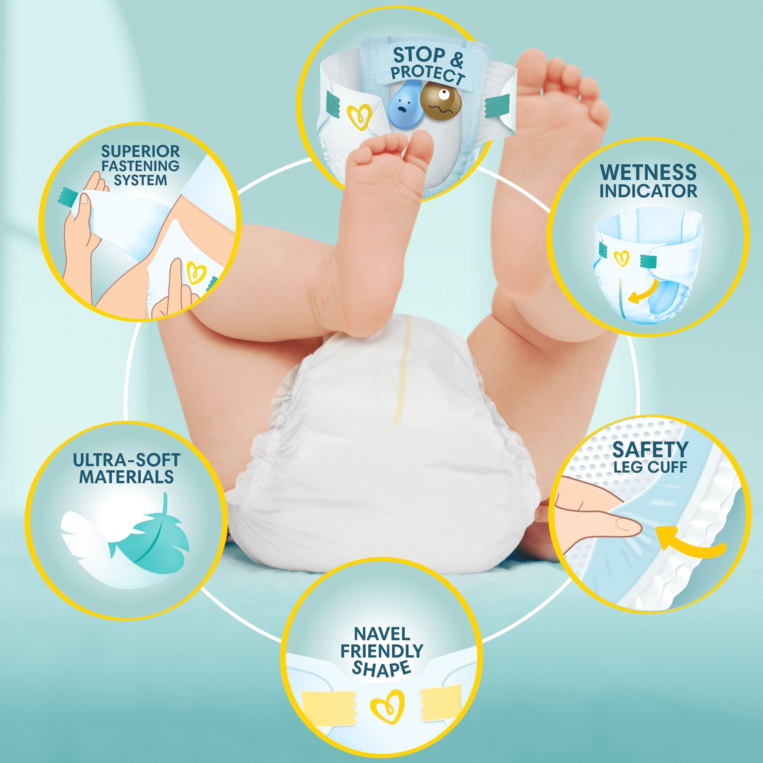 Pampers Premium Protection New Baby Size 2, 31 Nappies, 4kg-8kg, Carry Pack, Double Protection for skin and against leaks