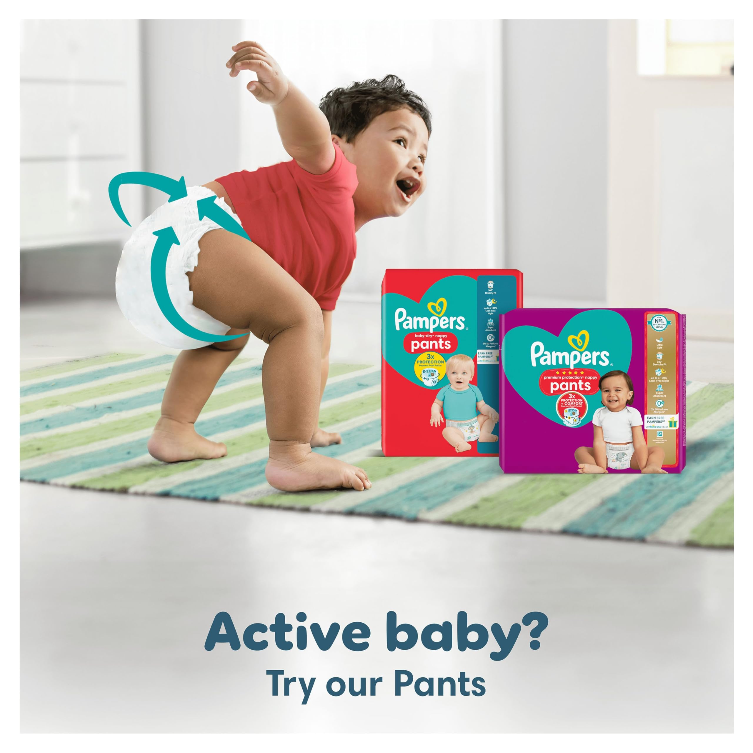 Pampers Premium Protection New Baby Size 2, 31 Nappies, 4kg-8kg, Carry Pack, Double Protection for skin and against leaks