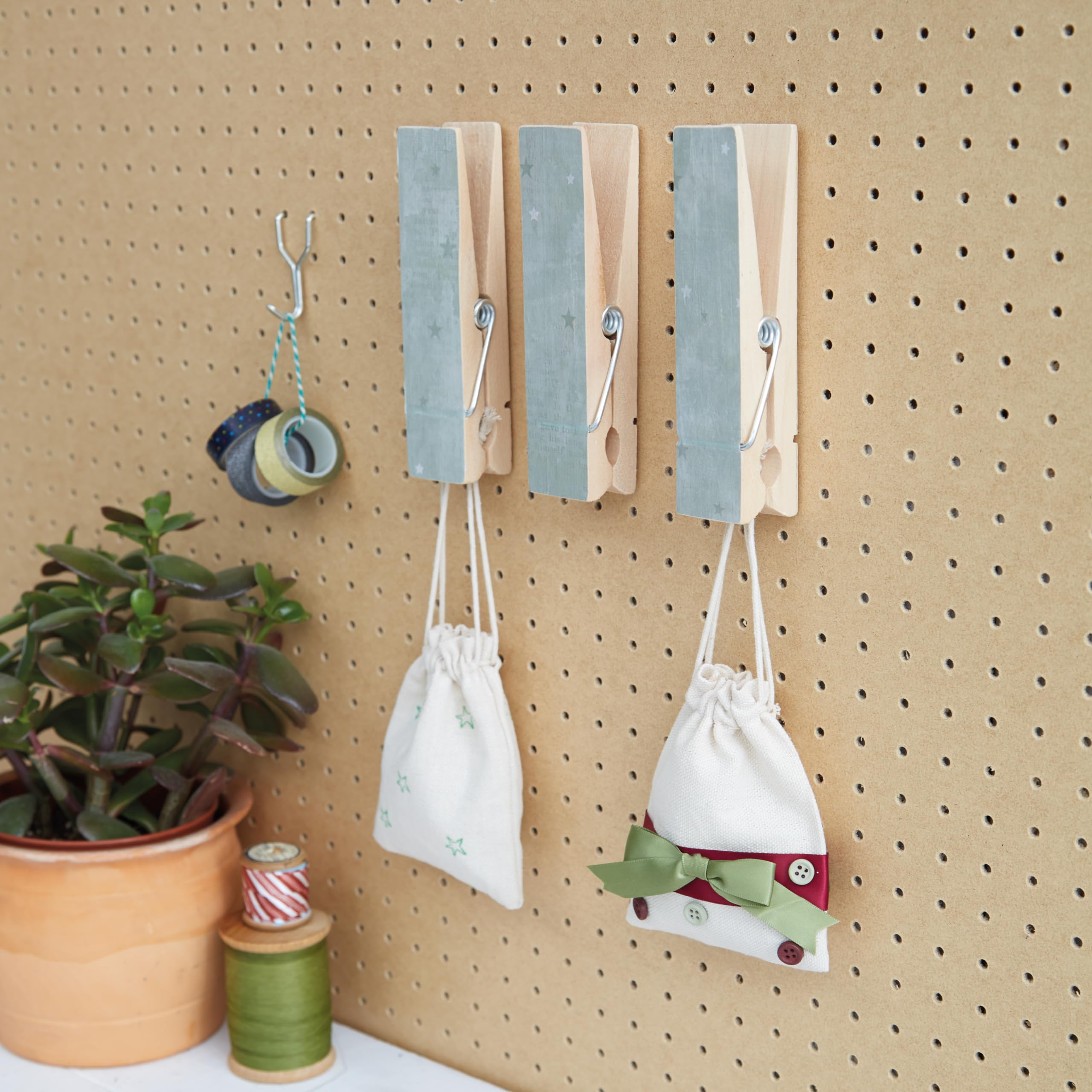 Papermania Wooden Natural Mini Pegs Pack Of 50, For Paper Craft, Decoration, Home Art Decor, Wedding, Tiny Craft Essentials