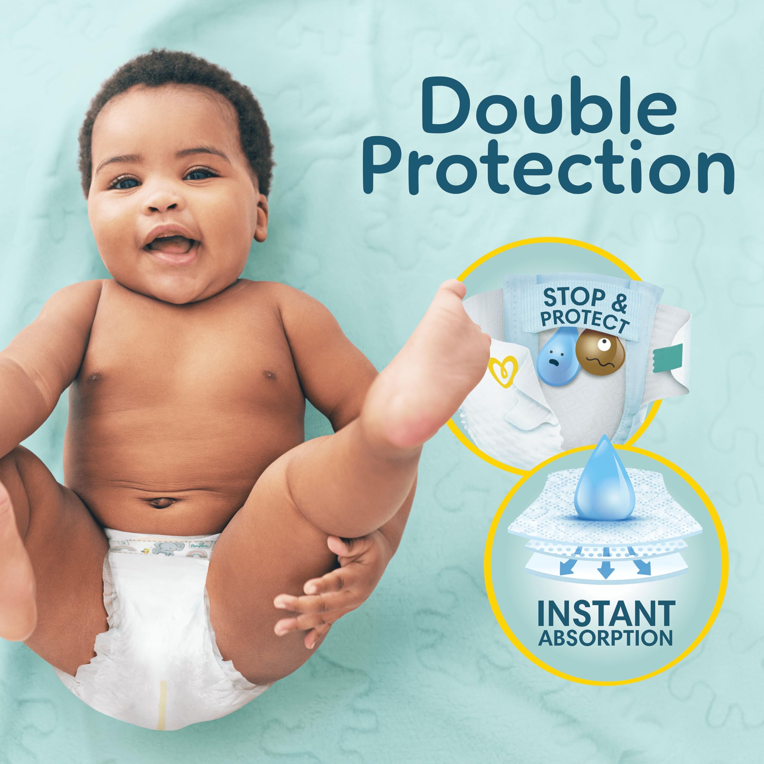 Pampers Premium Protection New Baby Size 2, 31 Nappies, 4kg-8kg, Carry Pack, Double Protection for skin and against leaks