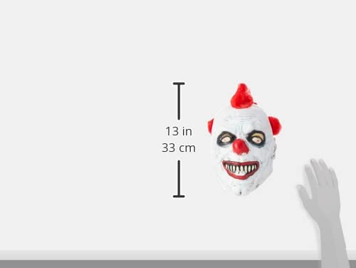 Smiffys Clown 3/4 Latex Mask, Red & White with Hair, Circus Fancy Dress, Clown Dress Up Masks