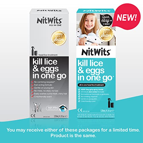 NitWits All-in-One Head Treatment Spray, Kills, Super & Eggs, Includes Spray 120ml & Nit Comb, Treatment for Kids & Adults