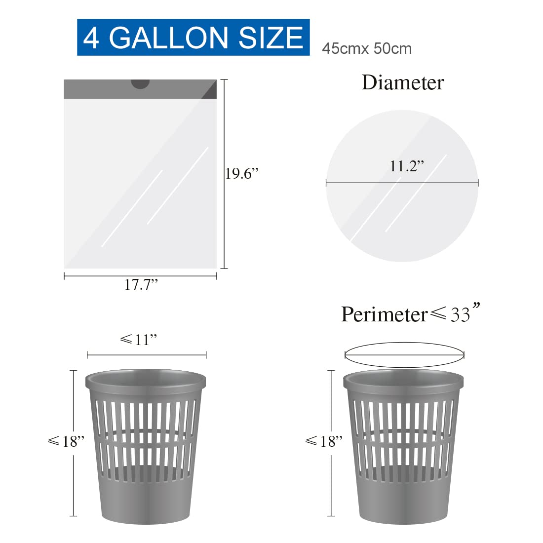 JASINCESS 3- 4 Gallon Drawstring Small Trash Bags- Thick Multi purpose Garbage Bags For home office kitchen (Black-120)