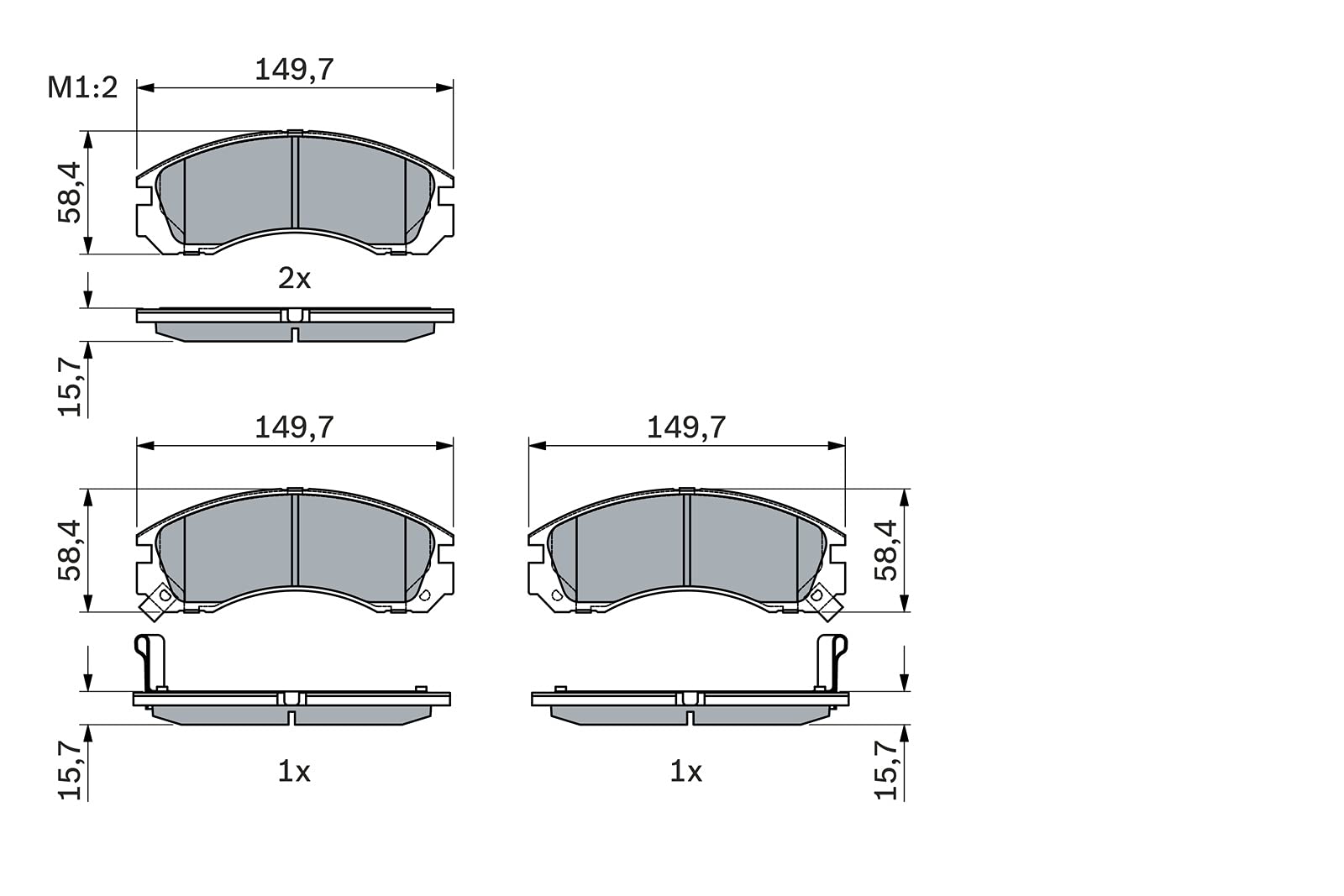 Bosch BP279 - Brake Pads Car Front Axle - Bosch Quality - Reduced Noise and Dust - ECE-R90 Certified - Copper-Free - 1 Set of 4 Pads