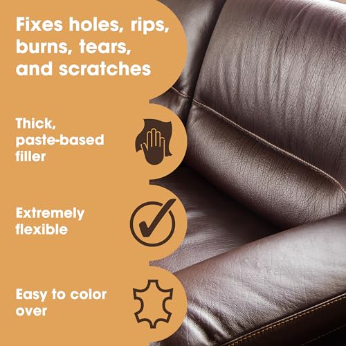 Furniture Clinic Heavy Filler 50ml - Leather Repair Filler For Filling Holes, Scuffs, Scratches, Cracking in Sofas, Chairs, Car Seats & More