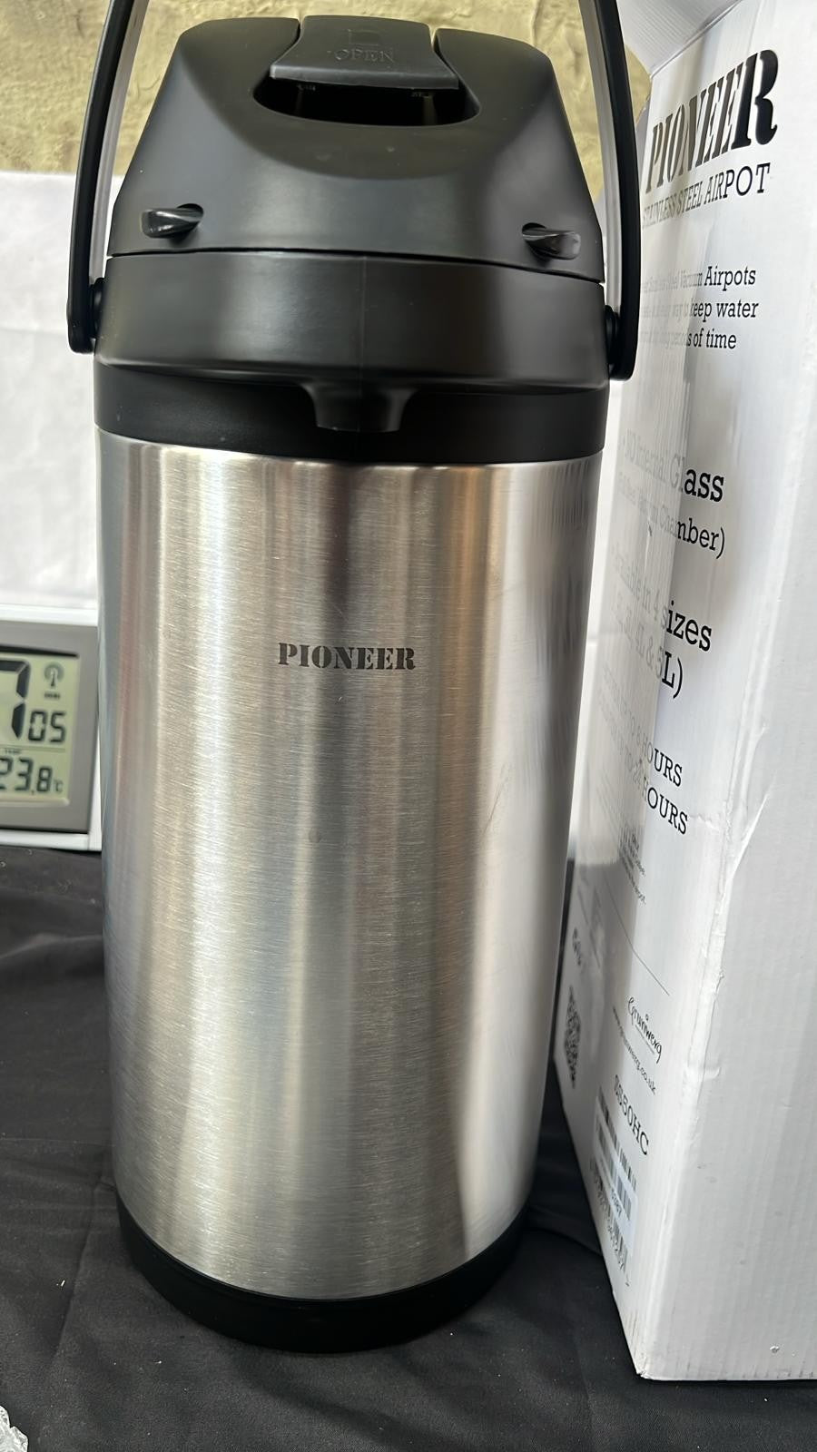 Pioneer Flasks Stainless Steel Airpot Hot Cold Dispenser 5L,Silver