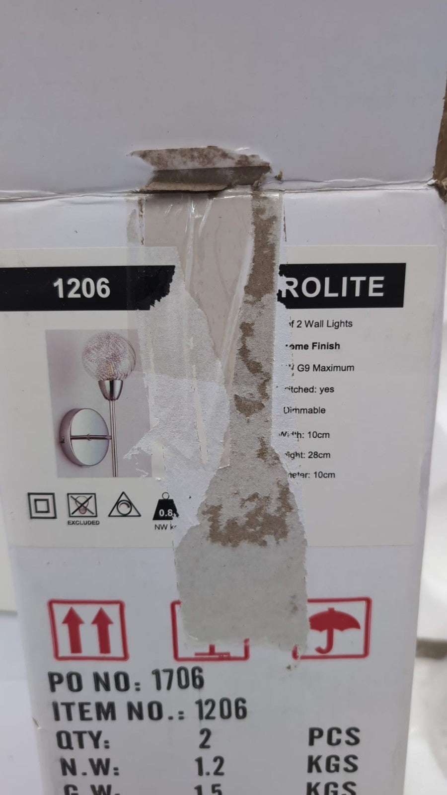 Modern Wall Lights Set of 2, BOLLA Wall Lamp, G9 Bulb Cap(box damaged)