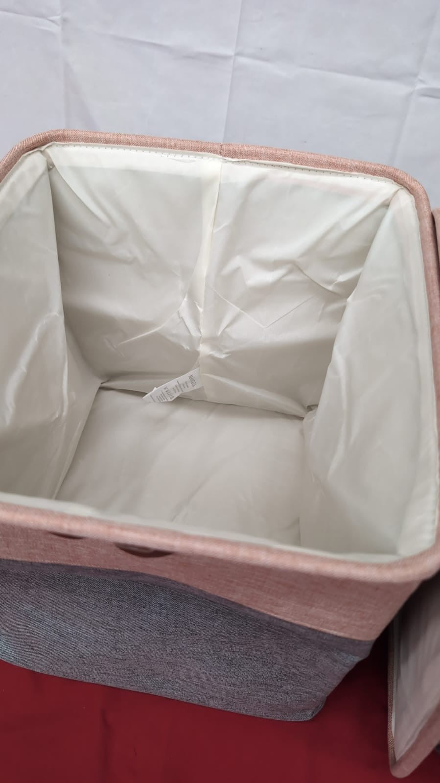 MangataFabric Storage Boxes, Set of 3 Storage Cubes  35 x 35x 35cm(GreyPink)