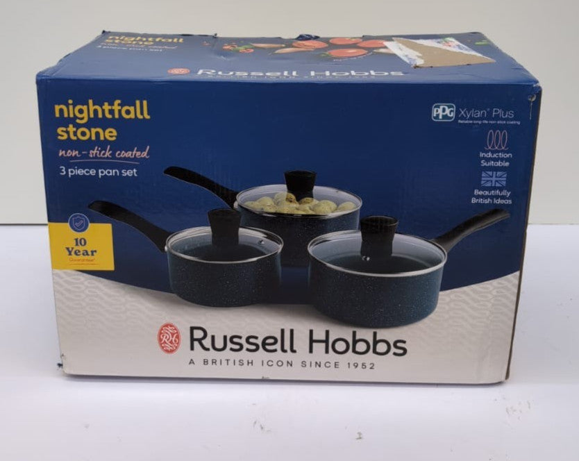 Russell Hobbs Nightfall Stone 3-Piece Saucepan Set (BOX DAMAGED)