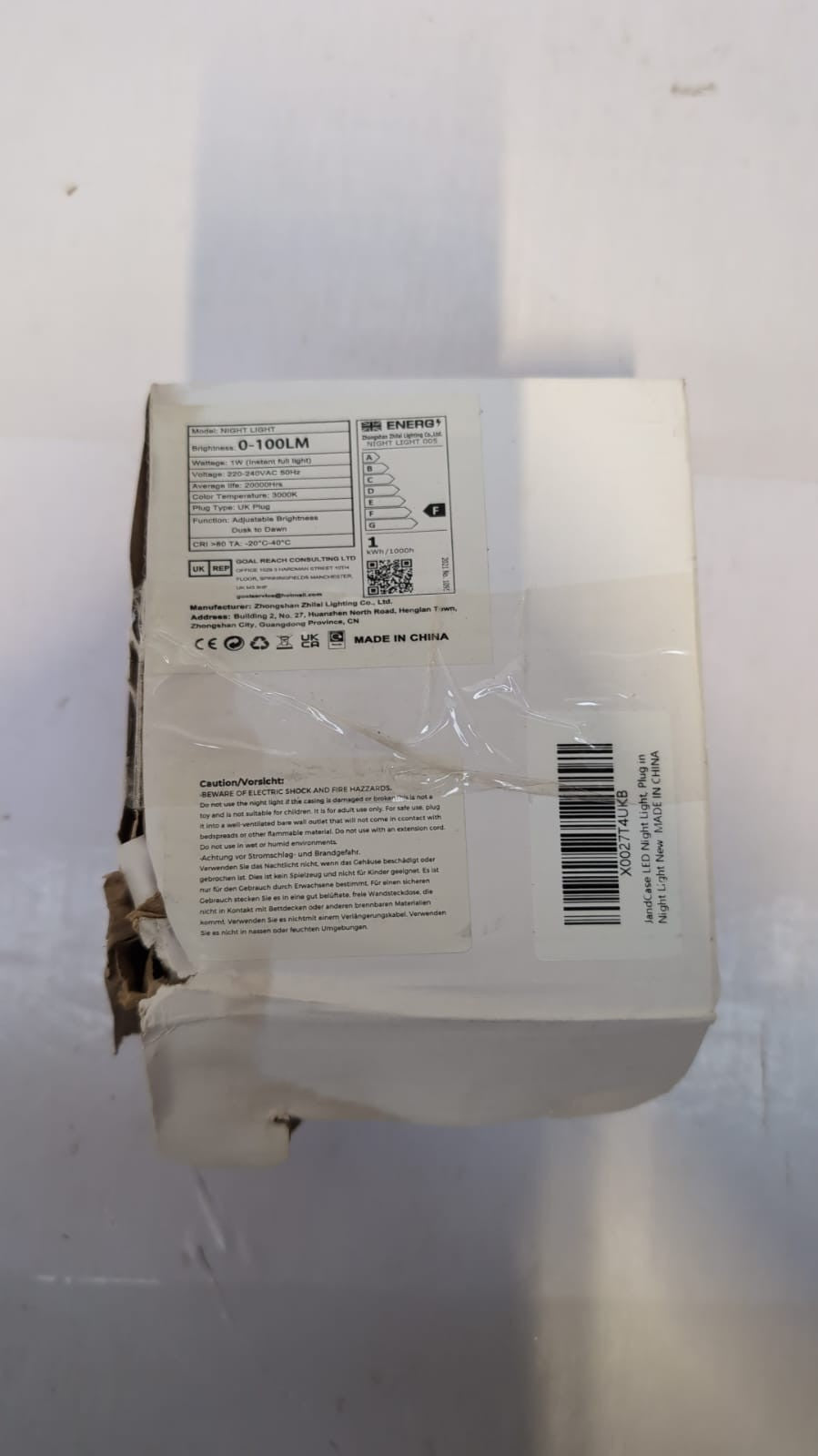 JandCase Night Light Plug in (BOX DAMAGED)