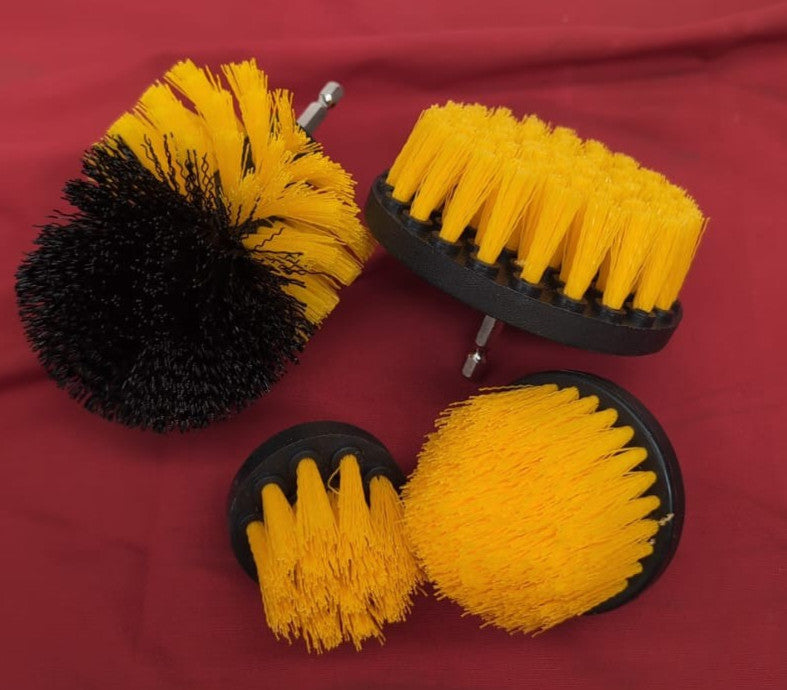 Drill Brush Set, Electric for Tiles, Kitchen,  Bathroom, Floors Car, Yellow 4pcs