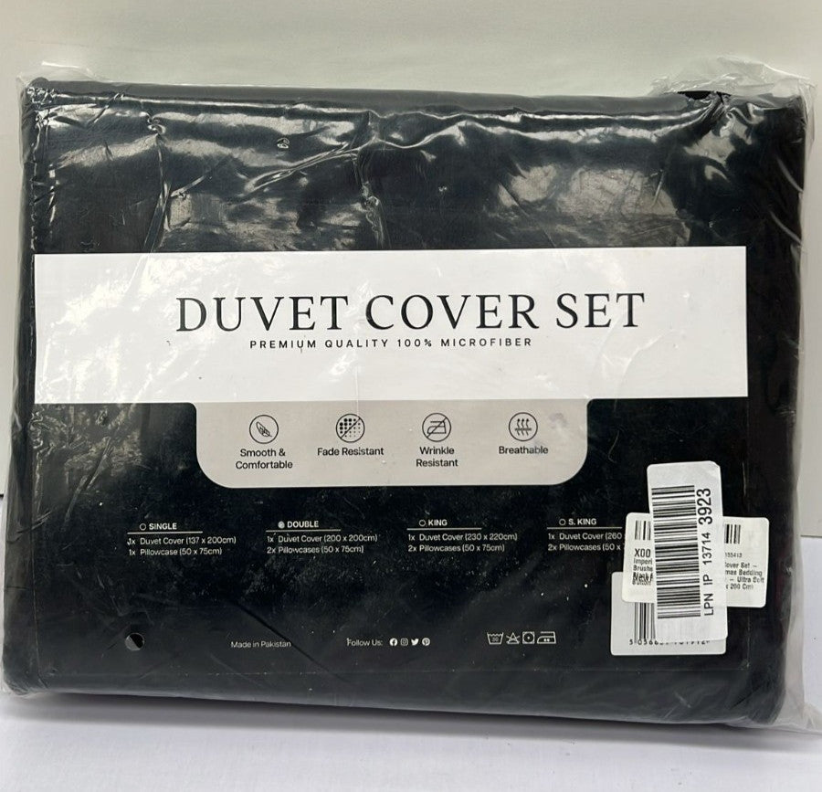 Double Duvet set - Premium Duvet Cover with 2 Pillowcases, Black