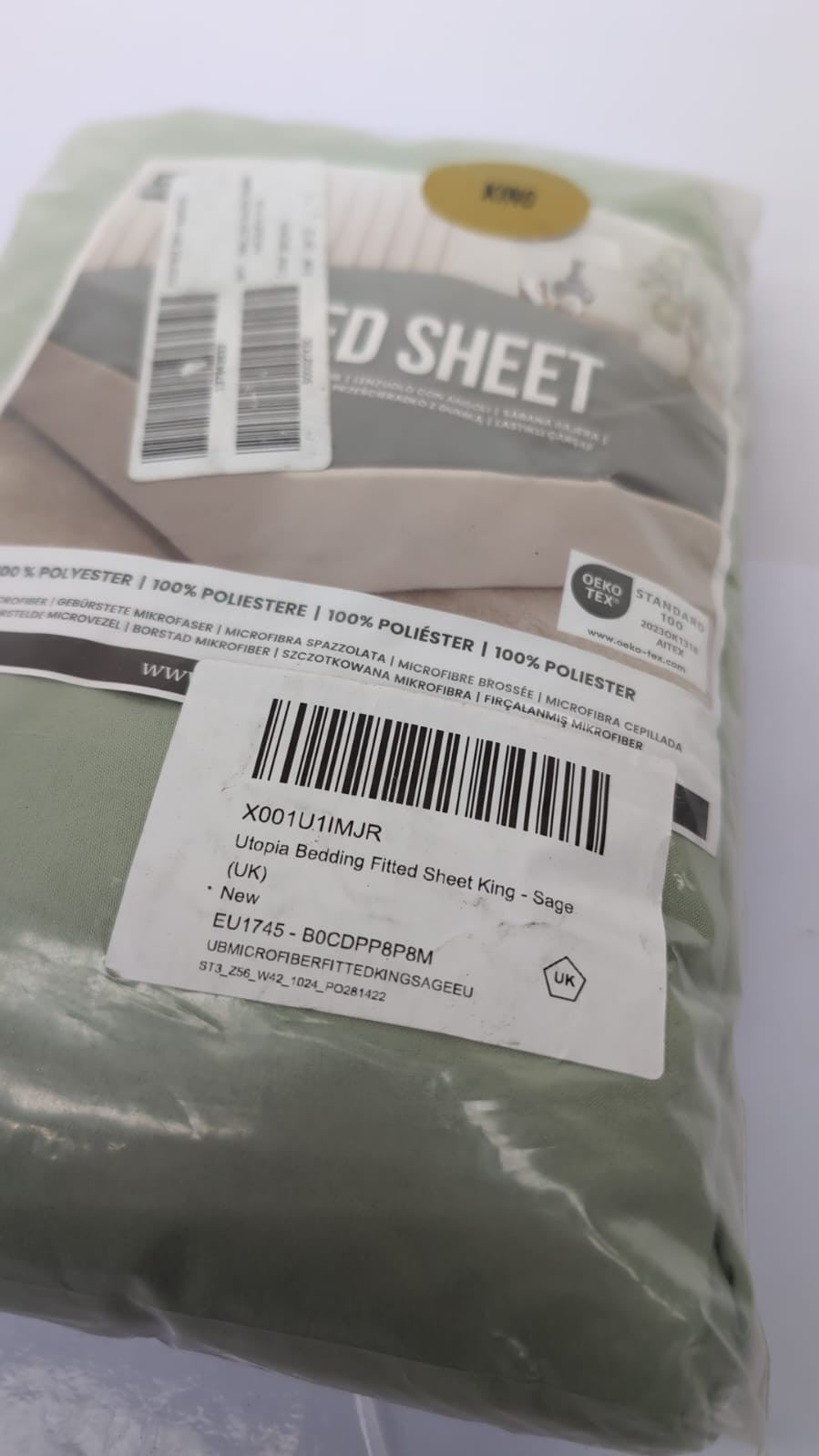 Utopia Bedding Fitted Sheet King, Sage - Deep Pocket 14"