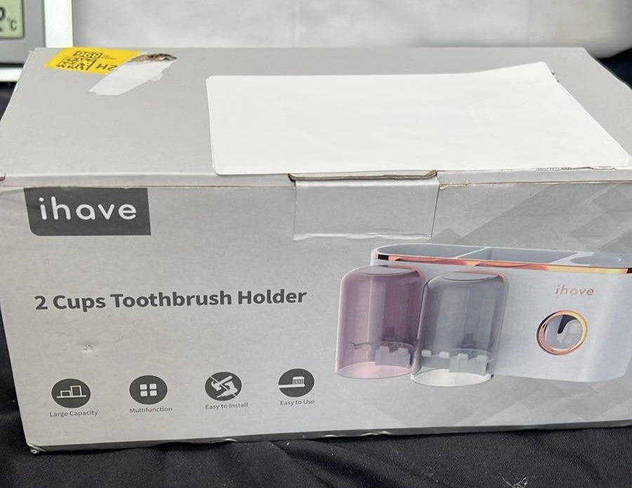 Wall Mounted Toothbrush Holder with Toothpaste Dispenser (BOX DAMAGED)