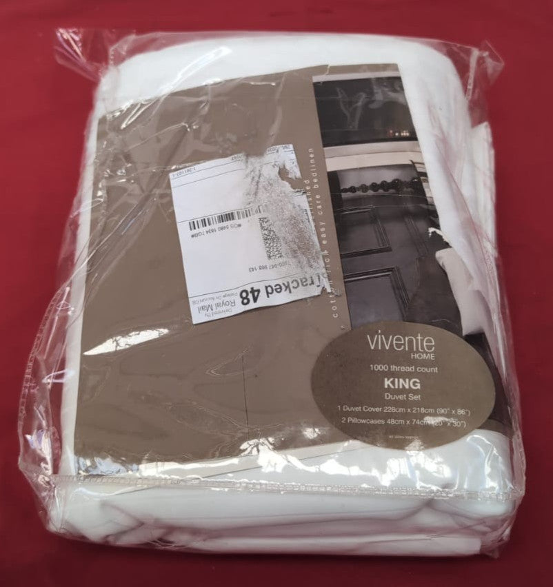 Vivente Home 1000 Thread Count Duvet Cover Set (PACKAGING DAMAGED)