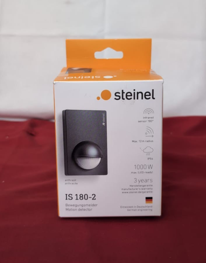 Steinel Motion Sensor IS 180-2 Black, PIR Motion Detector, 12 m Reach