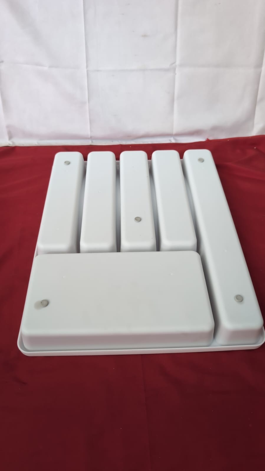 Practical Cutlery Tray 6 Compartments Drawer Insert White and Grey(USED)