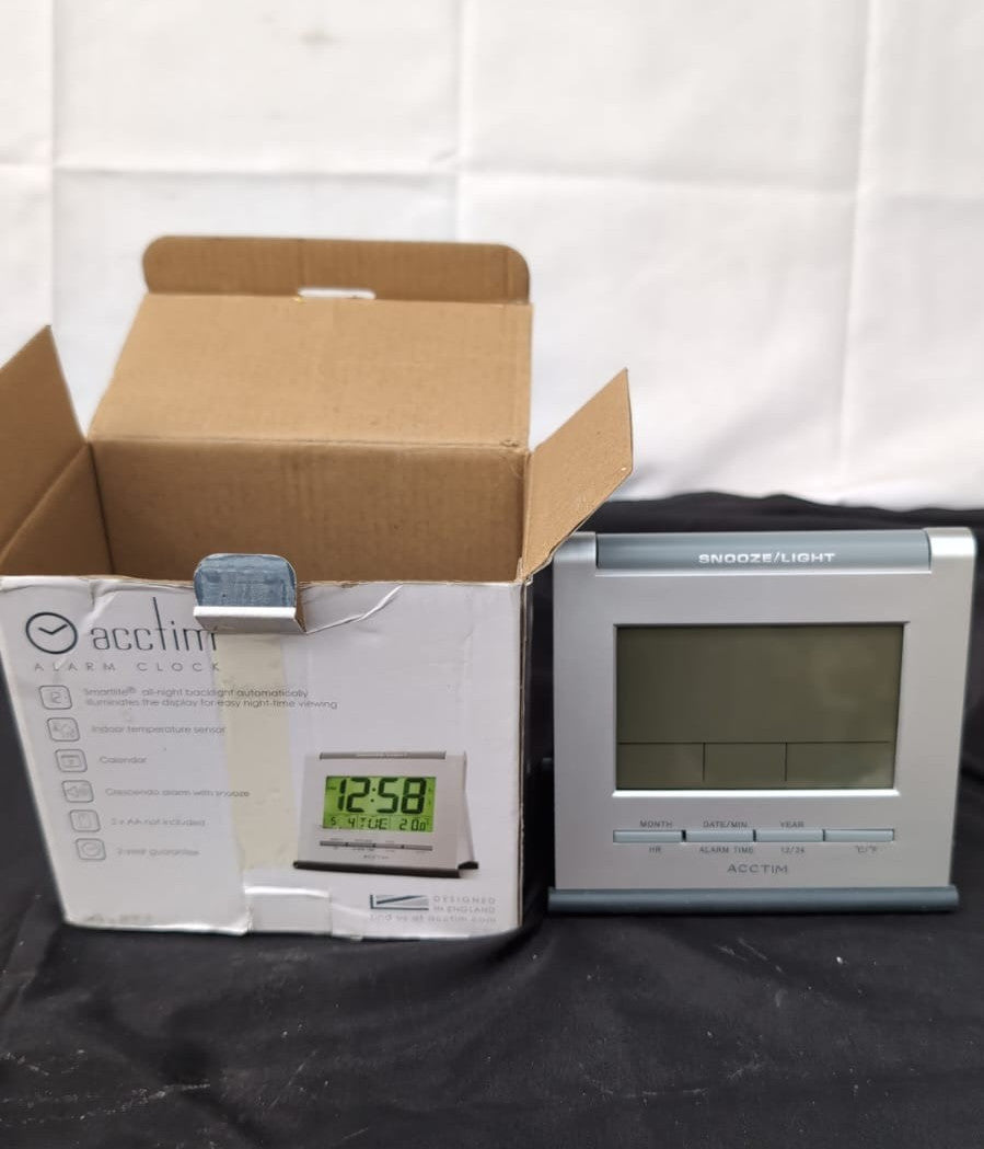 Acctim Digital Alarm Clock, One Size, Silver(USED)