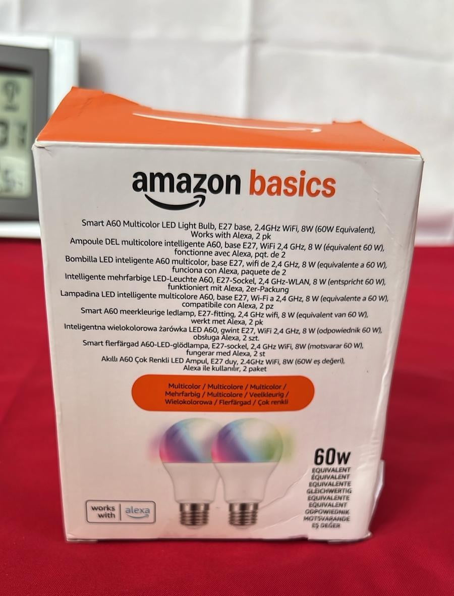 Amazon Basics Smart A60 Dimmable LED Light Bulb, E27 Base, Soft White, 2 PACK