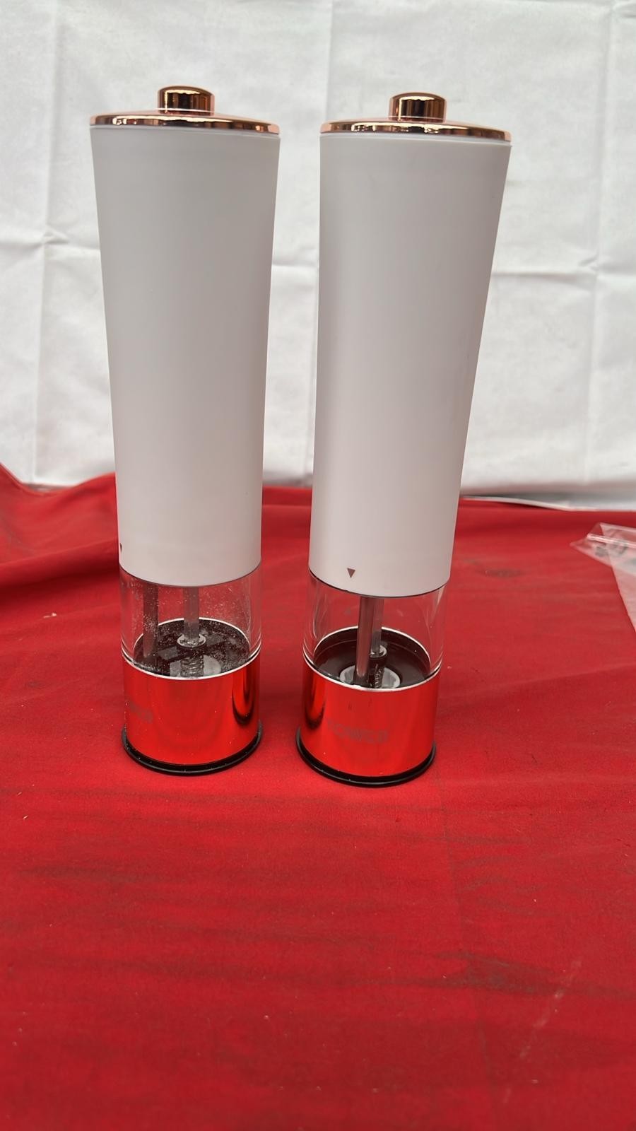 Tower T847003RW Electric Salt and Pepper Mills, Stainless Steel white
