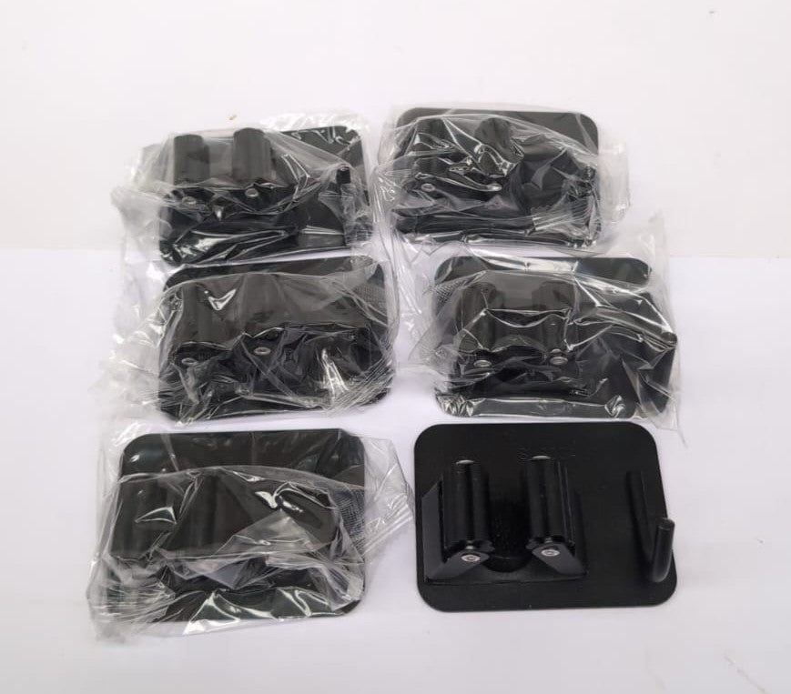 6-Pack Broom Mop Holder, Black Stainless Steel Self Adhesive Broom Holder Mop