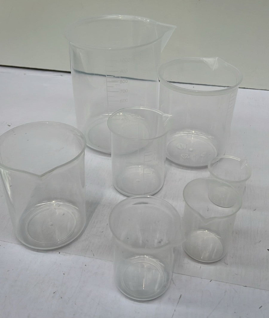 Glass Measuring Beaker 7 Pack, Set 30 ml to 1L