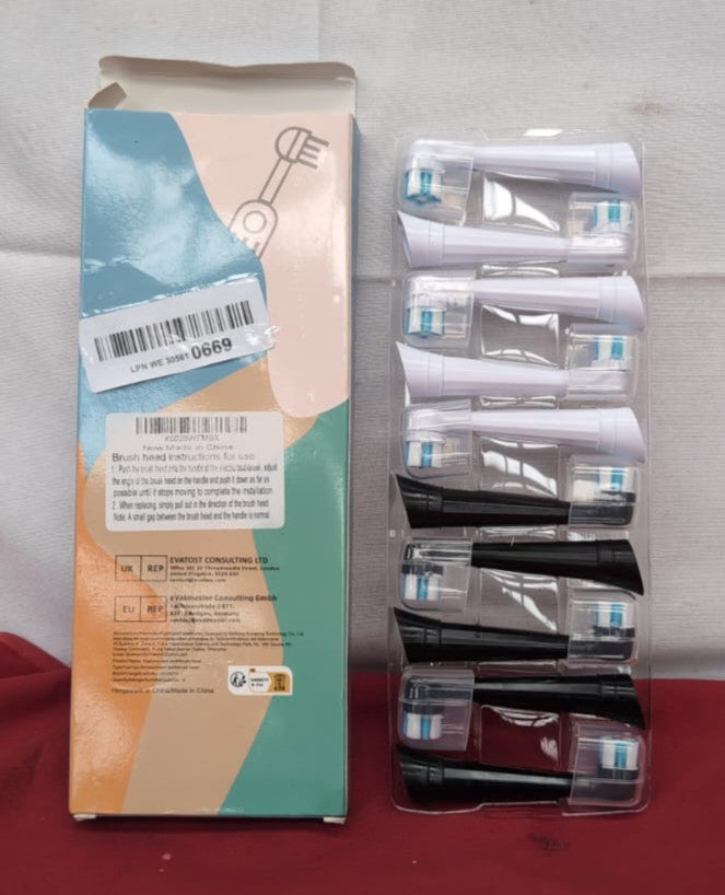 Replacements Brush Heads, Compatible White/black 10pcs (box damaged)