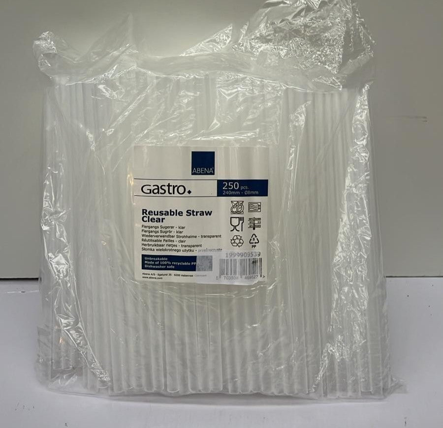 abena gastro 250pcs 240mm-8mm reusable straw clear