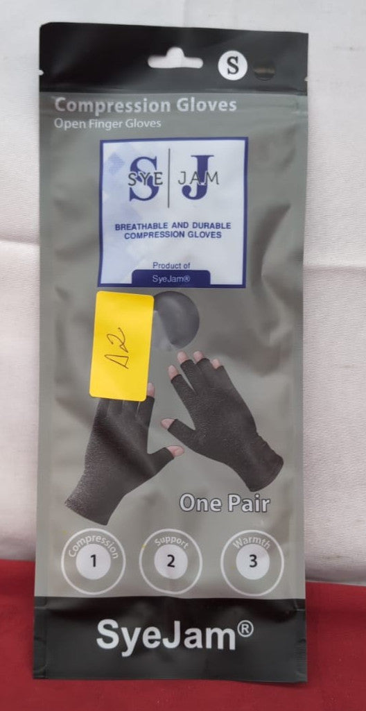 SyeJam Arthritis Gloves Fingerless Rheumatoid Compression Black (S) 1 Pair