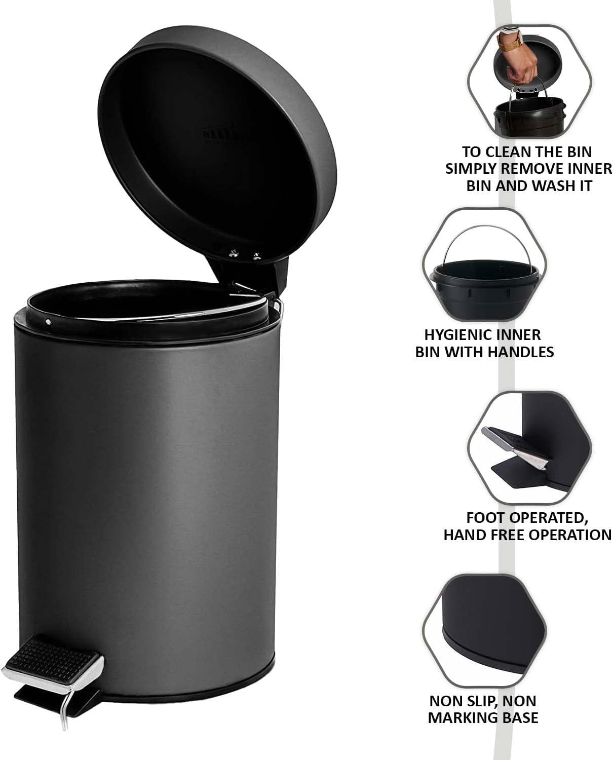 Denny International 3 Litre Stainless Steel Pedal Bin