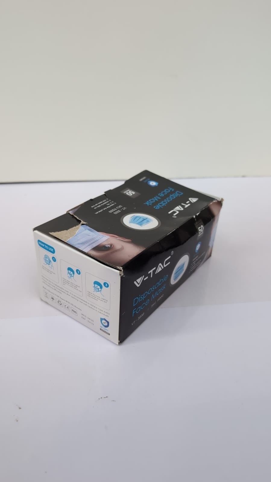 V-TAC Face Masks w/ Ear Loop Disposable Type (Medical)  3-Layer(box damaged)