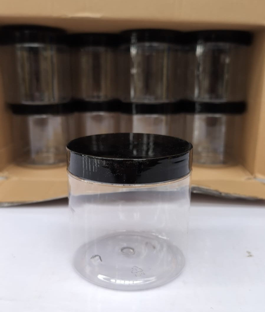 11 Pack Small Round Plastic Jars with Lids cheight - (lids have small scuffs)