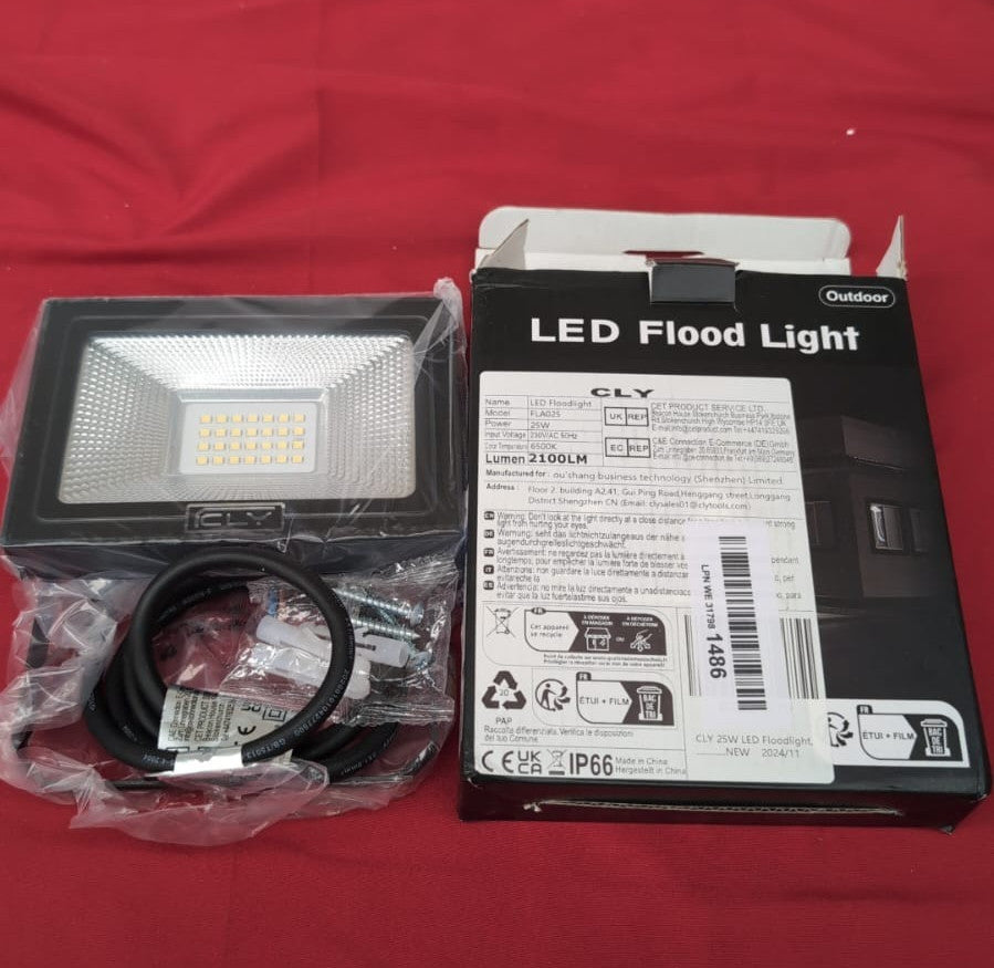 Cly 25W LED Floodlight,2100 Lumen IP66 Waterproof Security Lights,