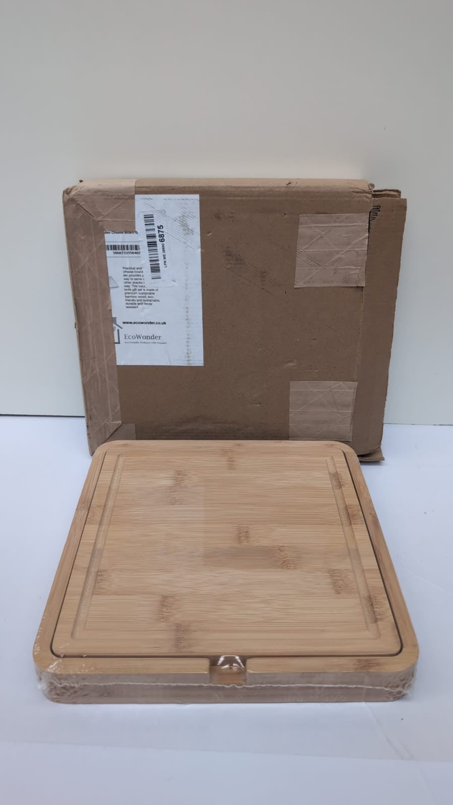 Wooden Cheese Board Gift Set - Charcuterie Platter Serving Tray 22 x 22cm
