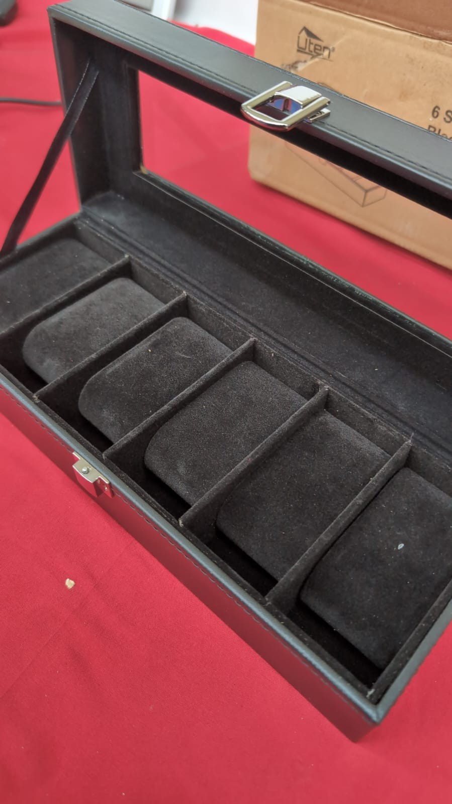 Uten Watch Box 6 Slots, Watch Case with Glass Lid, Watch Display Storage Box