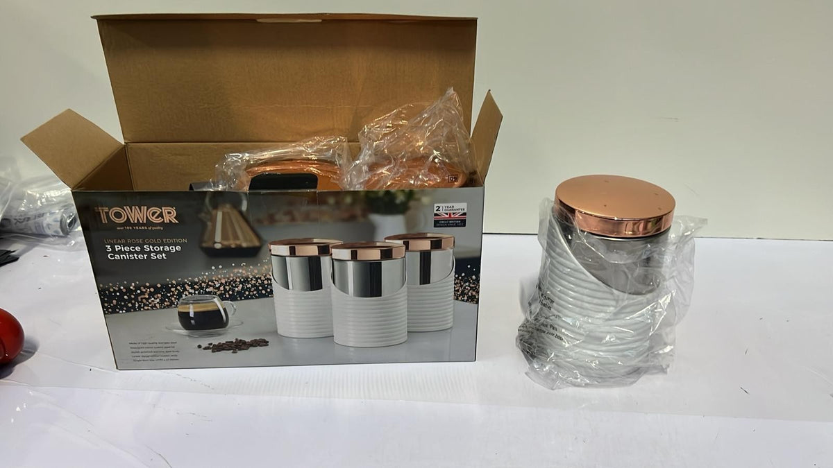 Tower Linear Set of 3 Canisters, Air Tight Lid (Small marks on one of the lid)