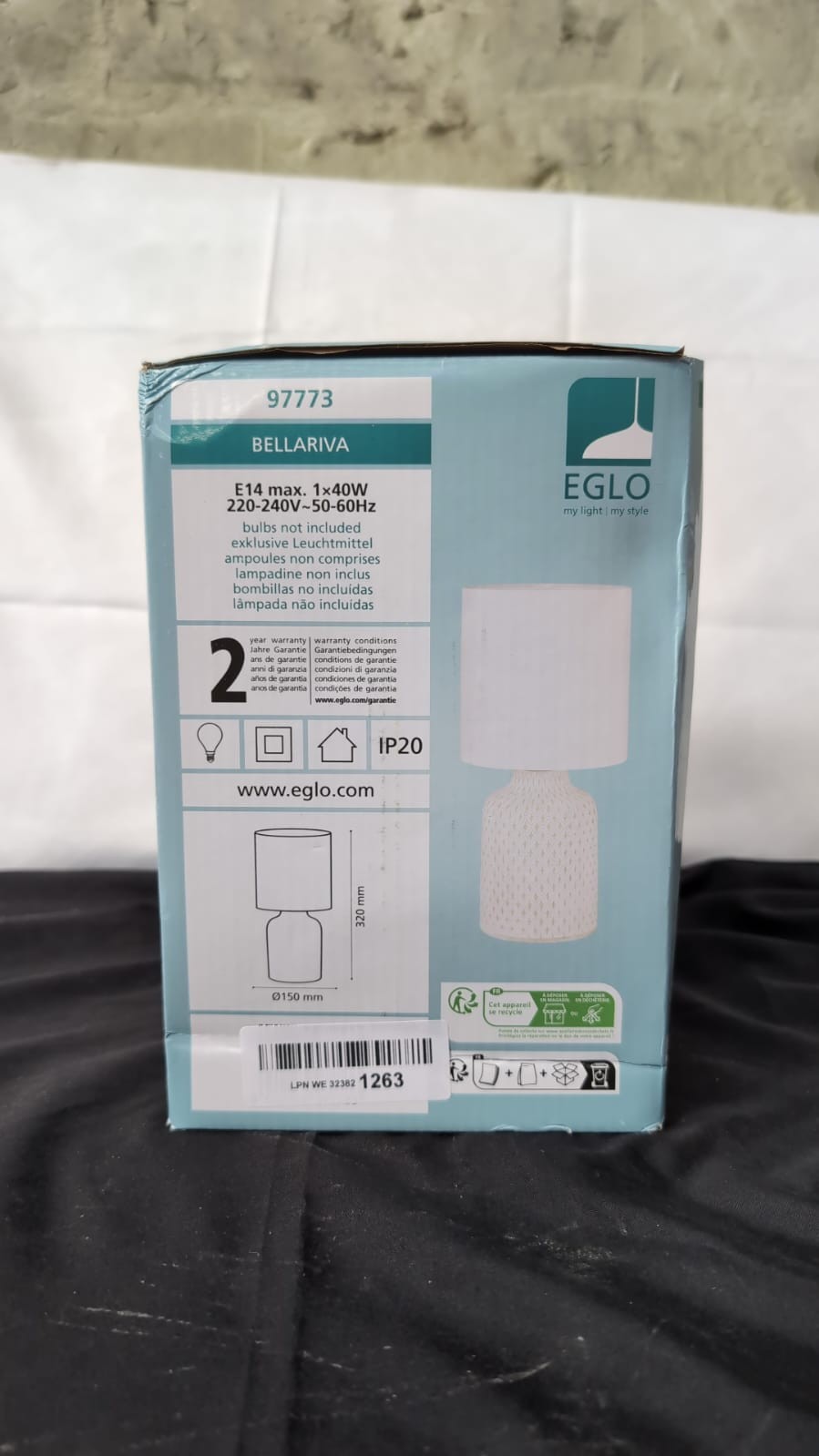 EGLO Bellariva 1-Light Crème and White Table Lamp 97773