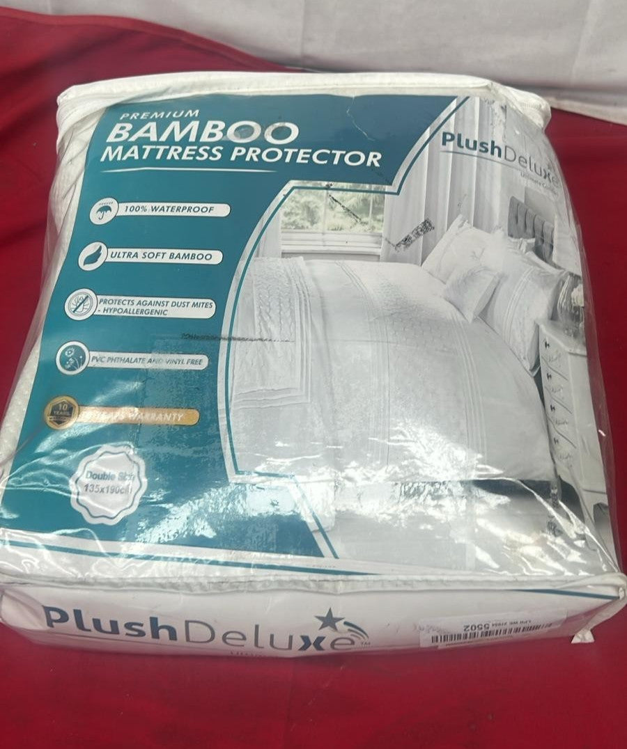 PlushDeluxe Bamboo Mattress Protector Waterproof, Hypoallergenic & Ultra Soft