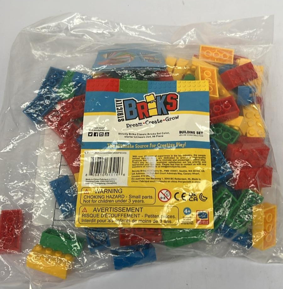 Strictly Briks Classic Bricks Starter Kit, Blue, Green, Red, and Yellow, 96pcs