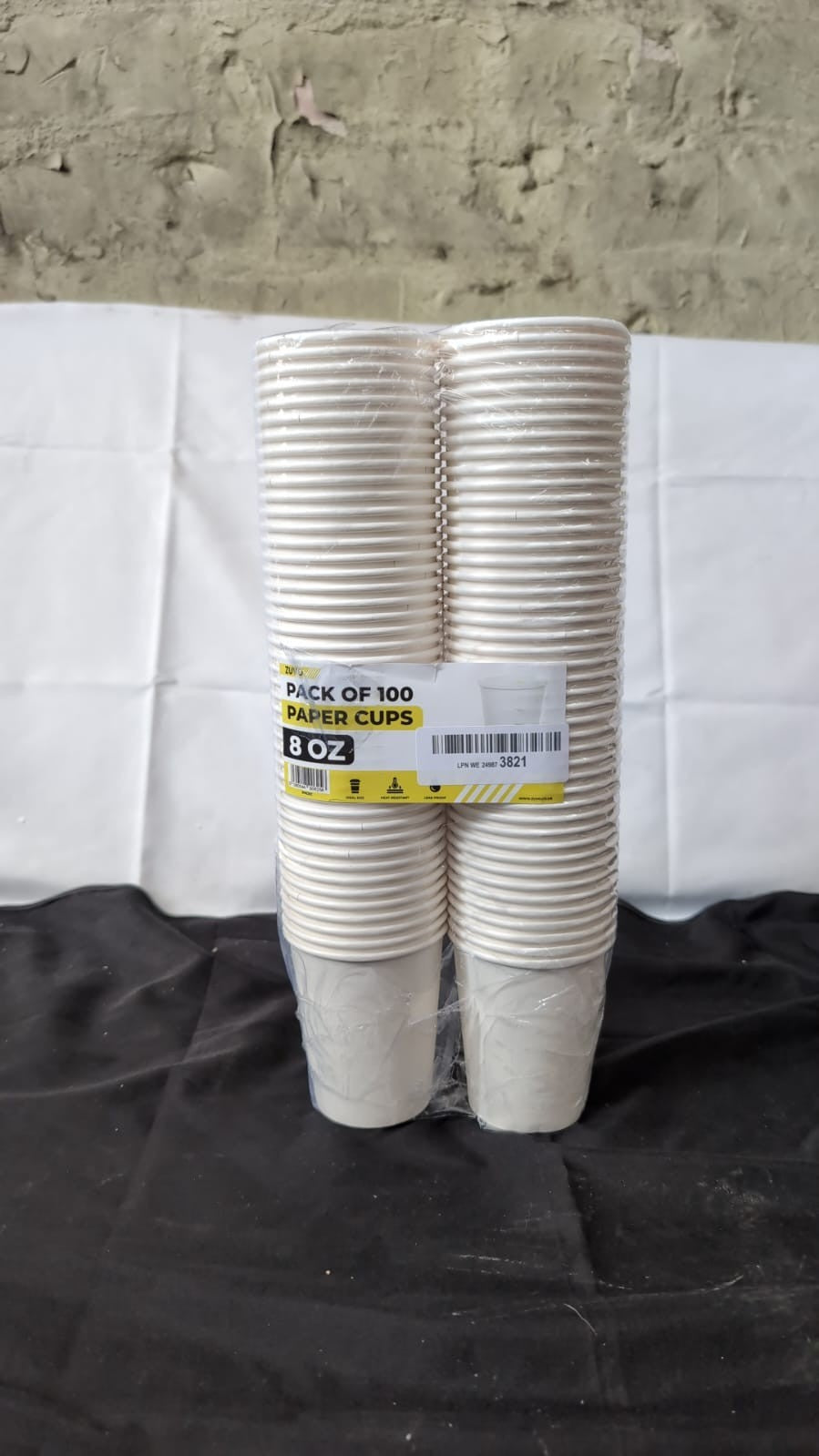 Zuvo Paper Cups 8oz 100 PacklWhite Disposable Paper Cups (Packaging damaged)