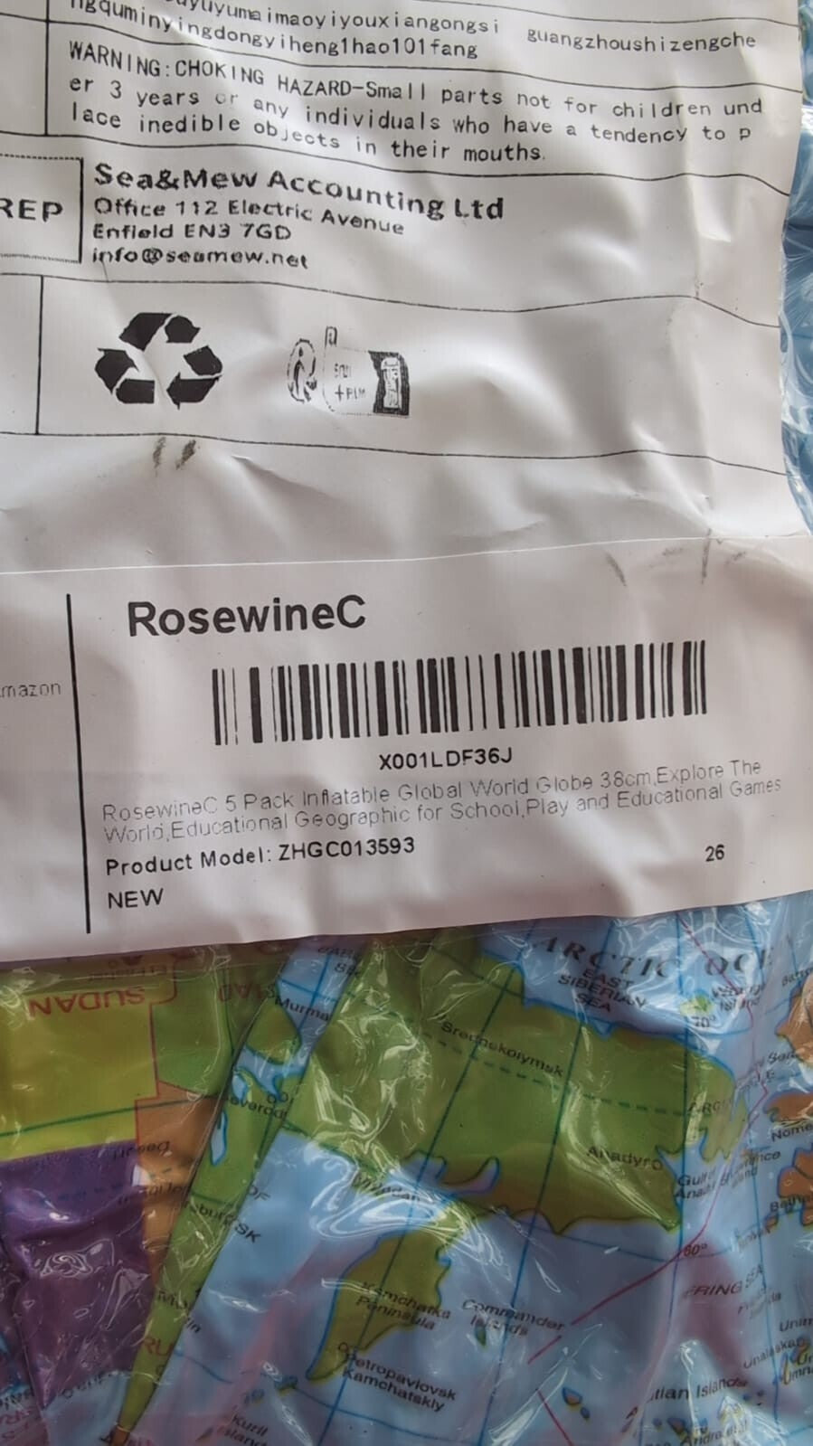 RosewineC 5 Pack Inflatable Global World Globe 38cm,Explore The Educational