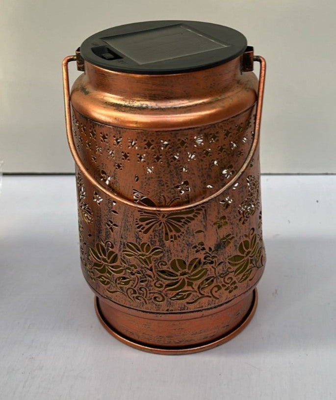 Solar Lantern 2 Pack, Garden Lanterns with Butterfly Pattern