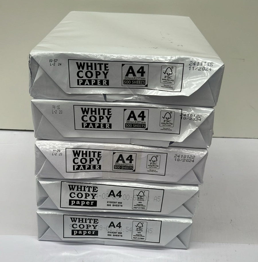 White Copy Paper A4, Pack of 5 x 500 Sheets (PACKAGING DAMAGED)